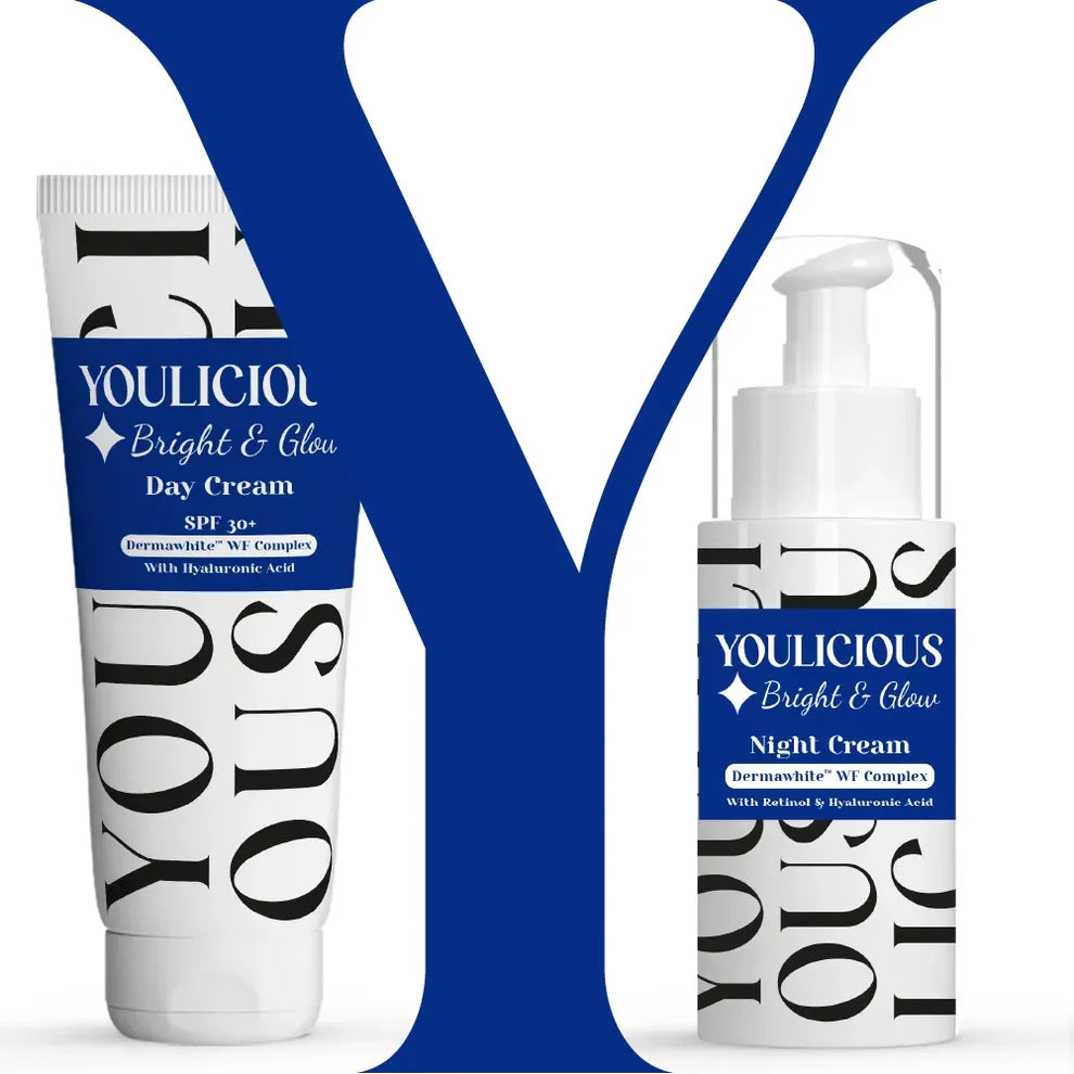يوليشيس كريم ليل50مل + كريم نهار60مل عرض - Youlicious Bright & Glow Day Cream 60ml + Youlicious Night Cream 50ml - Promo Pack
