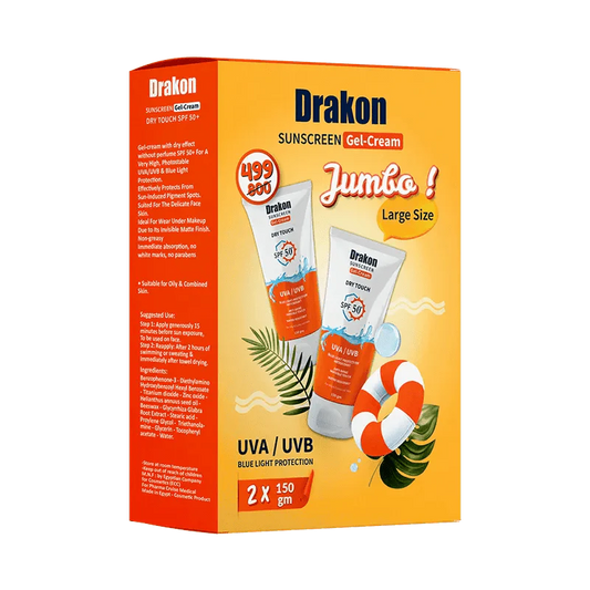 Drakon Sunscreen gel Dry Touch Jumbo SPF 50+ /150 ML X2 Promo pack