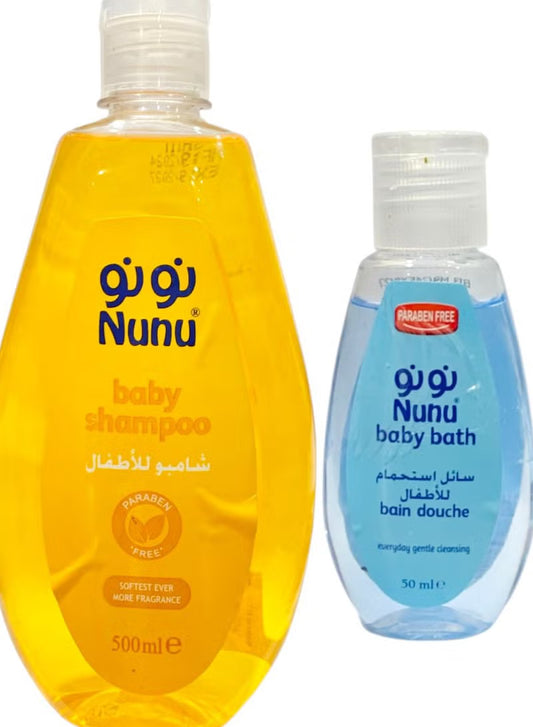 نونو شامبو 500مل + سائل استحمام 50مل لبني عرض - Nunu Baby shampoo500ml+ Nunu Baby Bain Douche -50Ml