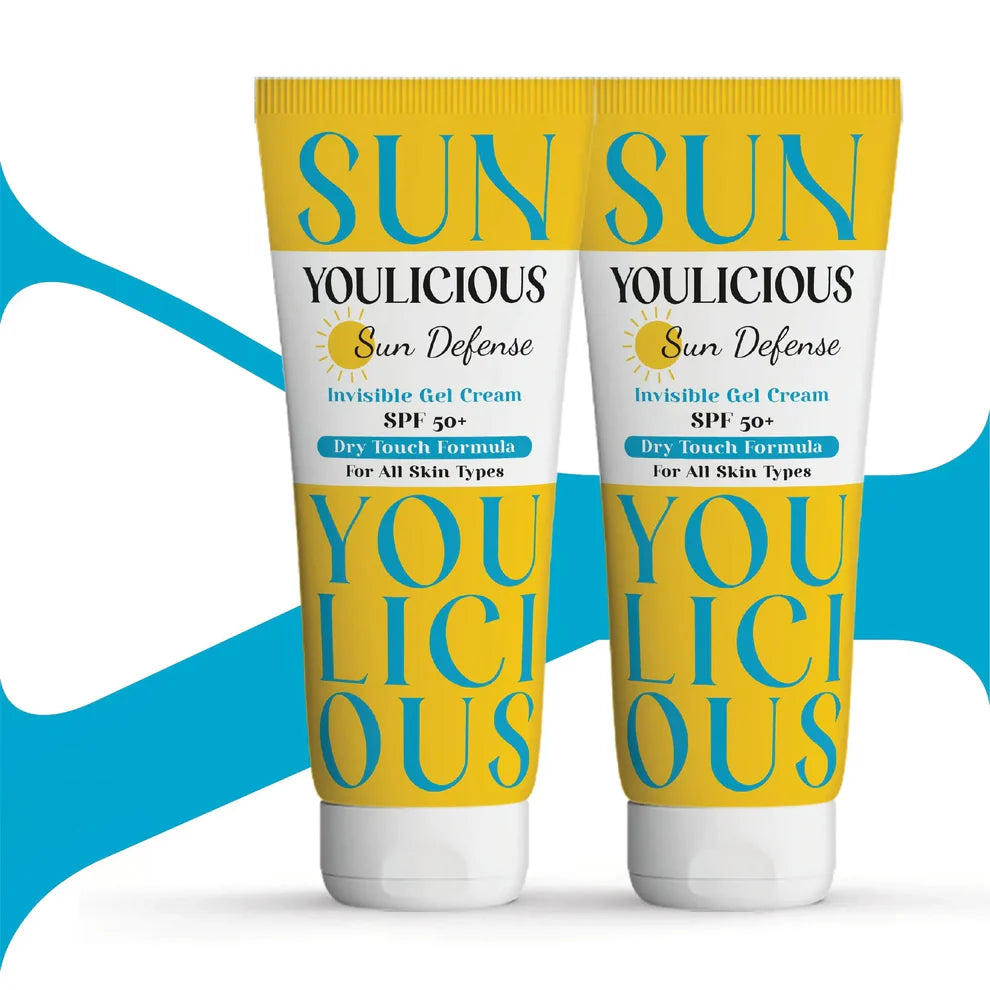 يوليشيس صن ديفينس انفيزبل جيل كريم60مل 1+1 عرض - Youlicious sun defense invisible SPF 50+ gel cream 60gm Promo Pack (1+1)