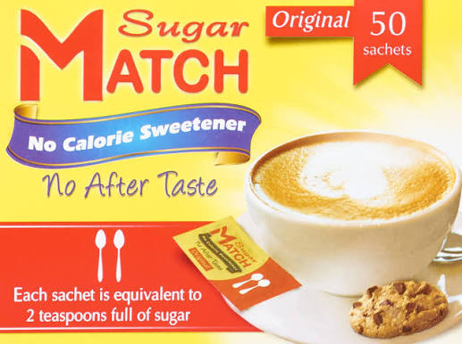 شوجر ماتش50كيس2معلقة - Sugar Match No-Calorie Sweetener - 50 Sachets, 2 Teaspoon Equivalent