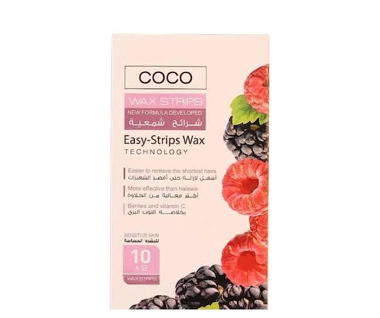 كوكو واكس شرائح شمعية 10ق توت - Coco Wax Waxing Strips 10pcs - Blueberry