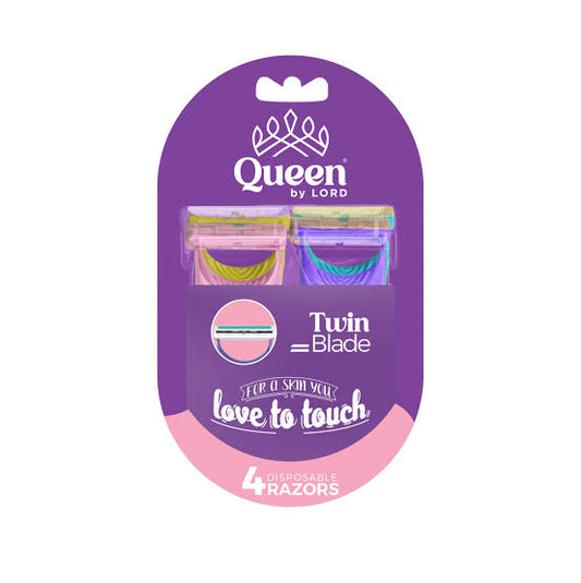 كوين ماكينة حلاقة كارت 4ق لاف تو تاتش - Queen by Lord Twin Blade Disposable Razors Love To Touch 4pcs