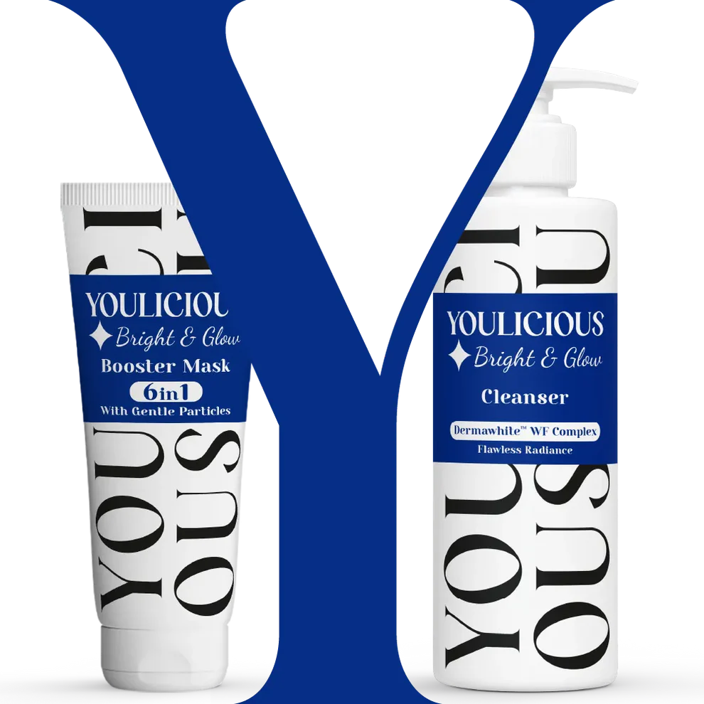 يوليشيس ماسك 6×1 للبشرة 75مل + غسول بشرة 200مل - Youlicious Bright & Glow Booster Mask - 6 In 1 - 75ml + Youlicious Cleanser 200ml - Promo Pack