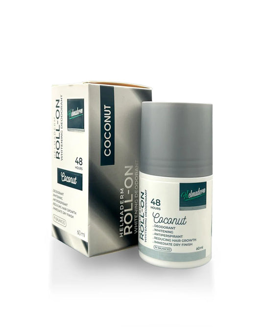 هيلماديرم رول اون 60مل كوكونت - Helmaderm Whitening Deodorant Roll-On Hair Reducer Coconut 60ml