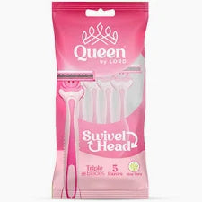 كوين ماكينة حلاقة حريمي كيس 5ق تربيل - Queen by Lord Swivel Head Triple Blade Razors 5pcs