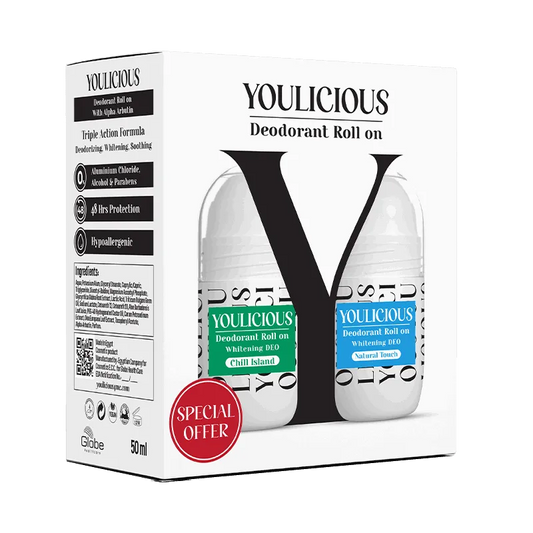 يوليشيس رول اون ناتشورال تاتش+ شيل ايلاند 50مل - Youlicious Deodorant Roll On Natural Touch 50ml + Youlicious Roll On Chill Island - Promo Pack