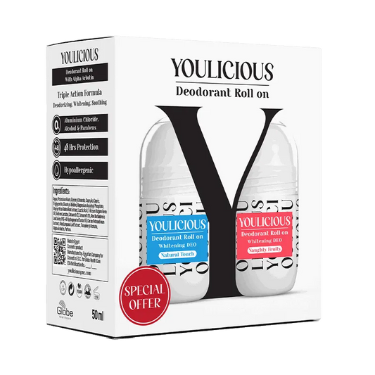 يوليشيس رول اون ناتشورال تاتش+ نوتي فروتي 50مل - Youlicious Deodorant Roll On Natural Touch 50ml + Youlicious Roll On Naughty Fruity - Promo Pack